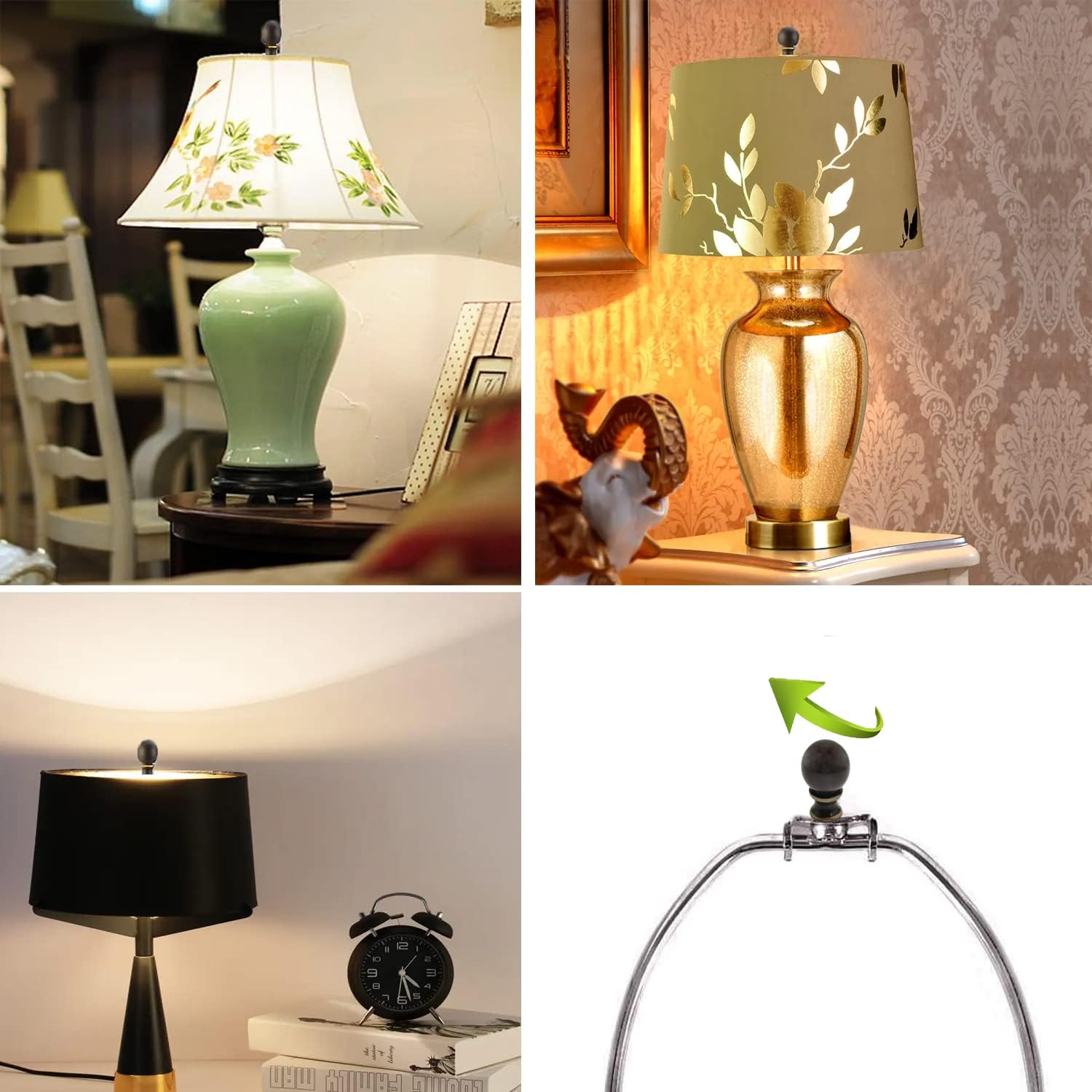 VOVCIG 2 Pieces Lamp Finial Cap Knob Lamp Shade Finials Cap Knob for Lamp Harp Holder (Brown, 1-1/2 Inches)