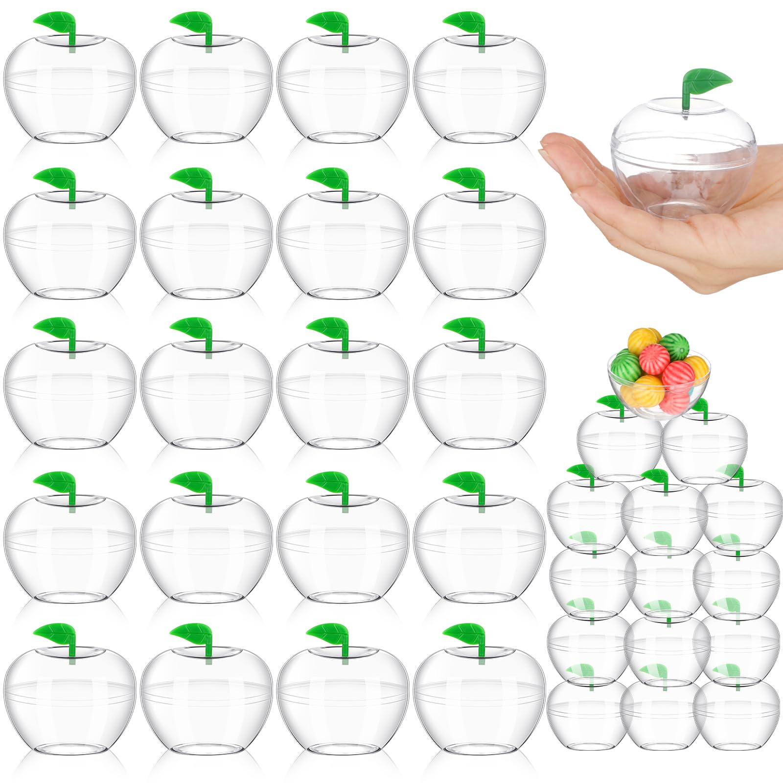 Photo 1 of Nitial 60 Pcs Rosh Hashanah Plastic Apple Container Candy Boxes, Clear