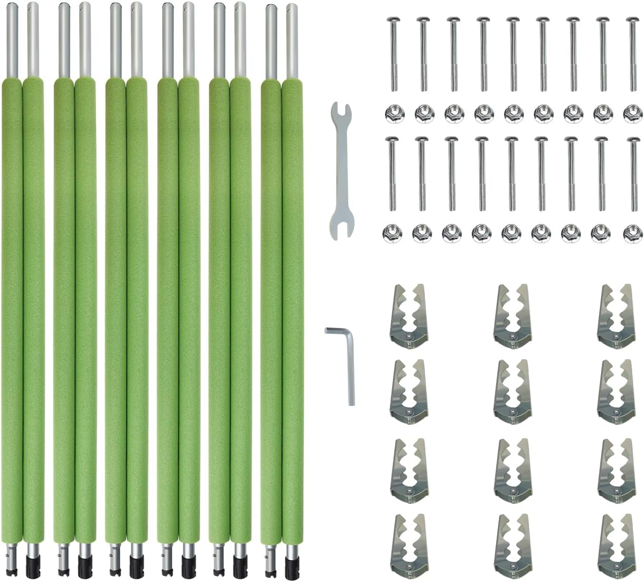 Universal Trampoline Poles, Replacement Poles with Clamp and Hardware, with