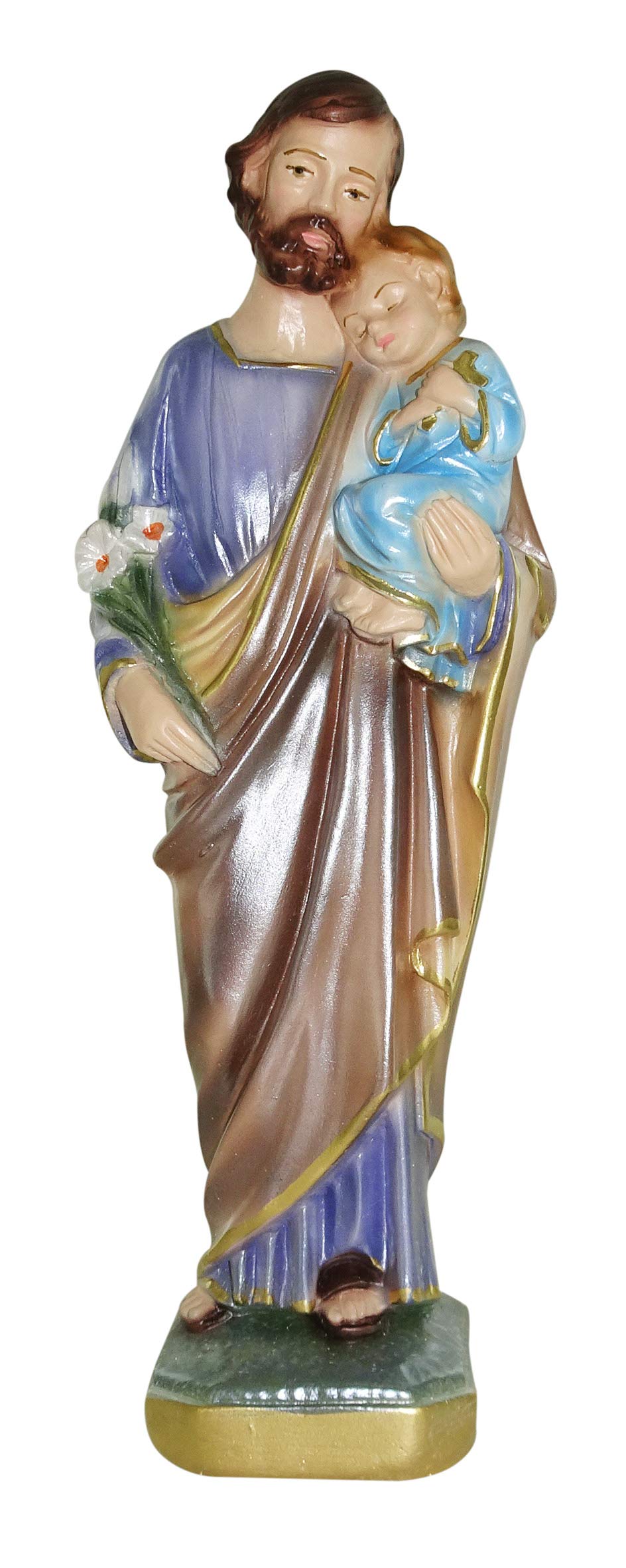 Ferrari & Arrighetti Saint Joseph Statue In Hand-Painted Nacred Plaster (20 Cm)