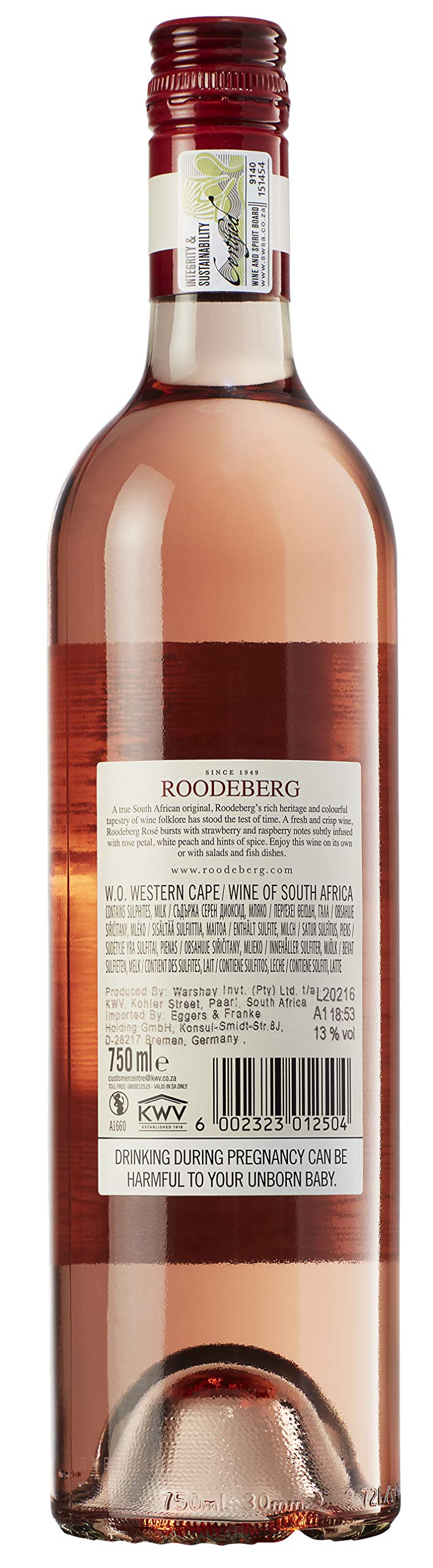 Roodeberg Rosé – Der einzigartige, trockene Roséwein aus Südafrika (6 x 0,75l)