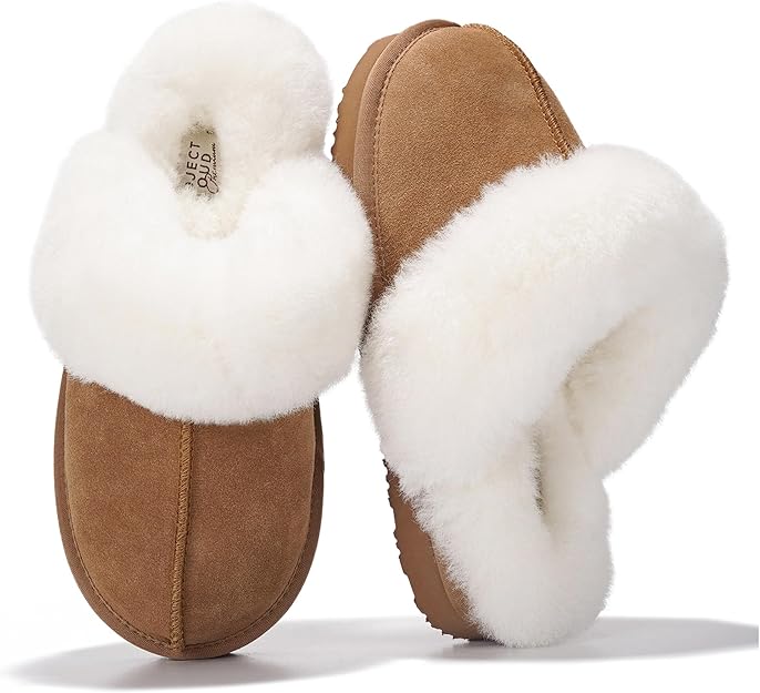 Project Cloud Genuine Leather Slippers for Women Footwear with Real Sheep Wool Lining Womens Clogs & Mule - Non-Slip Indoor/Outdoor Scuff Womens Slippers with Memory Foam Insole (Henka)