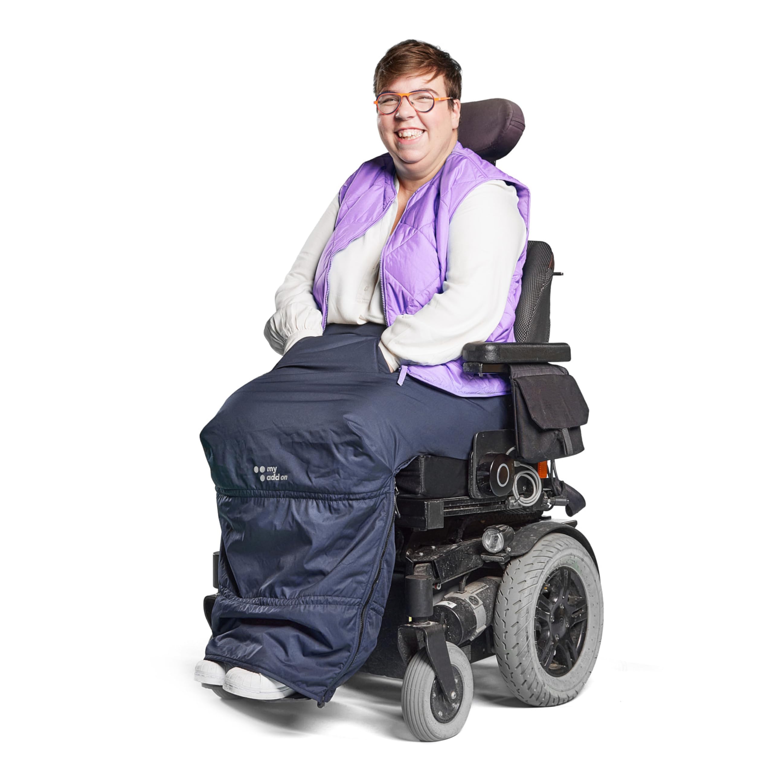 MyBlanket, wind- und wasserdichte Rollstuhl Decke mit Fleece Futter, warme Beinschutzdecke für Rollstuhl, Regenschutz einfach umgelegt ohne aufzustehen, Nachtblau