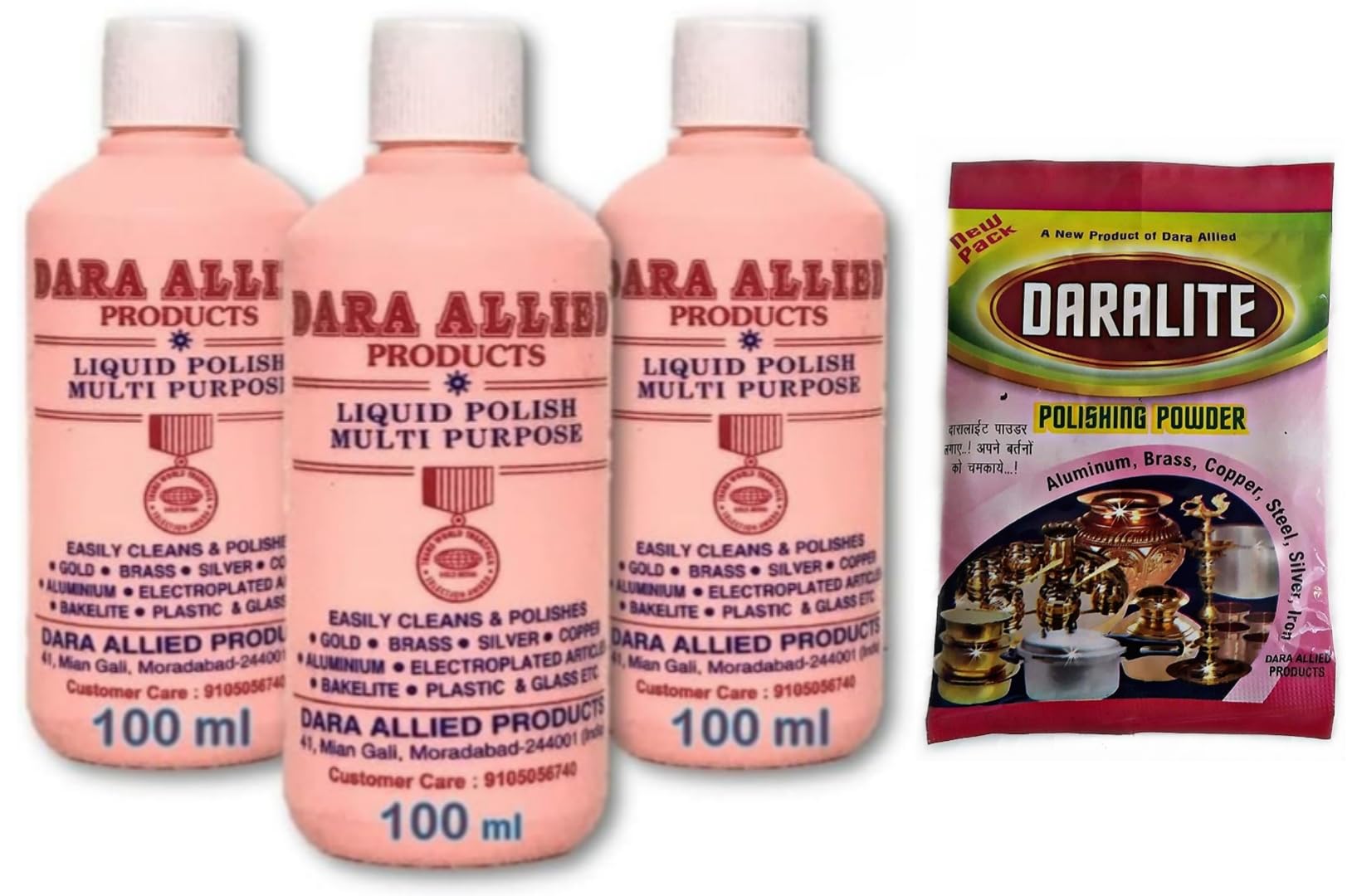 Dara Allied Liquid Polish (100ml x 3 Pcs = 300ml) Metal Polishing Liquid, Brass, Copper, Stainless Steel, Aluminium, Silver, Electroplated Articles, Bakelite with Daralite Polishing Powder (B0D52B1QTY) Amazon Price History, Amazon Price Tracker
