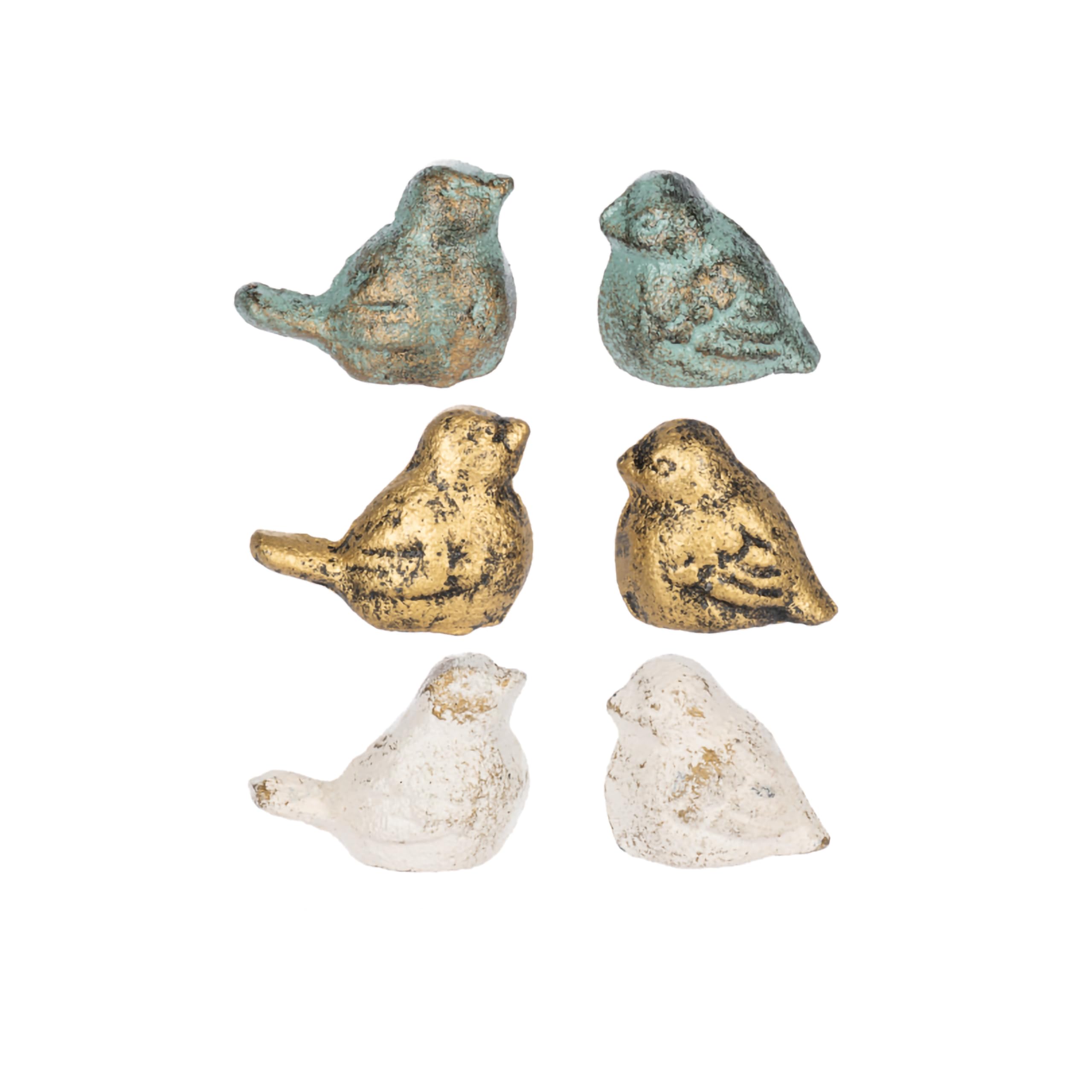 GanzCB184522-SET6 Spring Chickadee Bird Antique Goldwash Mini 1.75 x 1 x 1.5 Inches Durable Iron Collectible Tabletop Figurine Art Indoor Outdoor Garden Décor, Set of 6