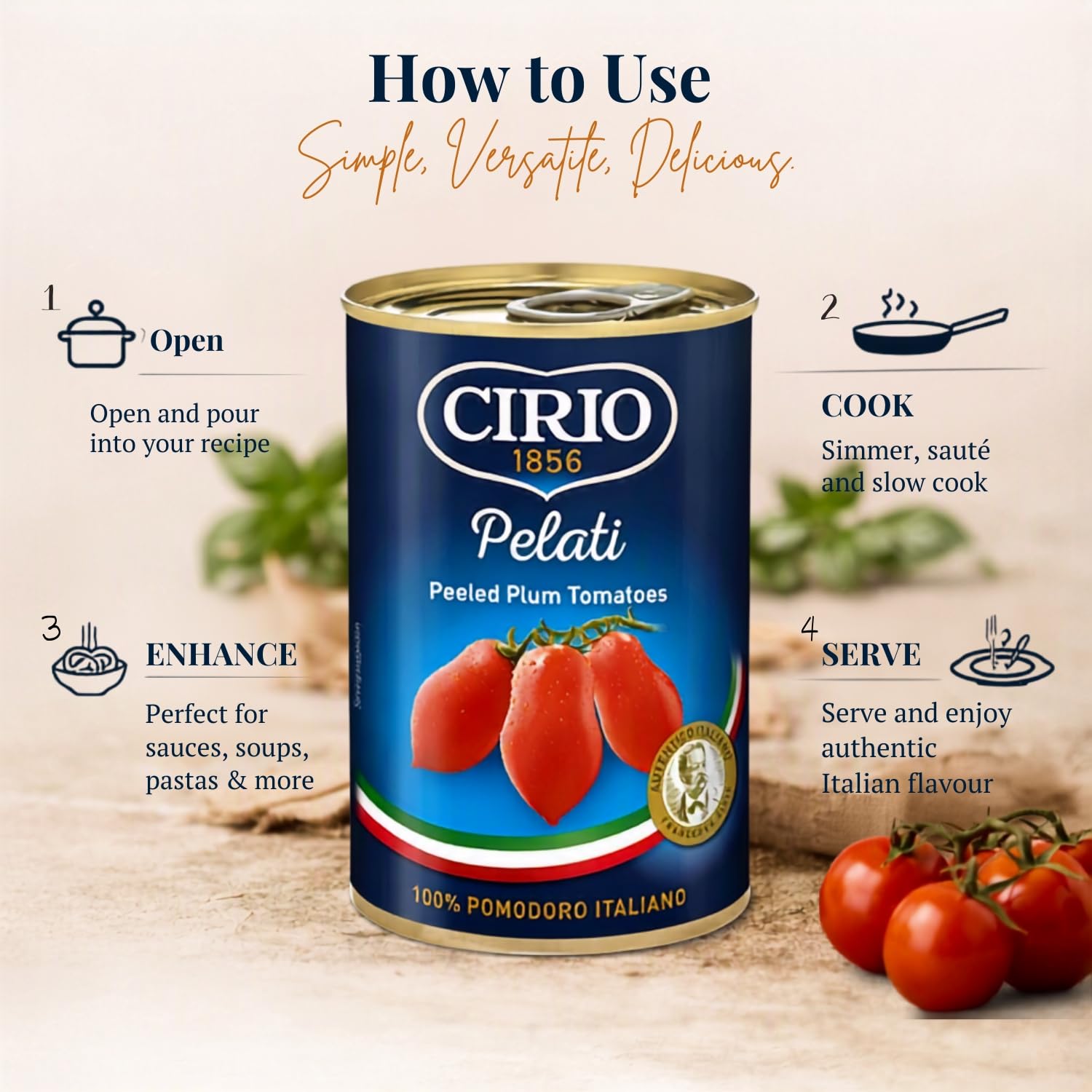 Cirio 400g Peeled Plum Tomatoes Pack of 2 – Perfect for Sauces and Soups 3