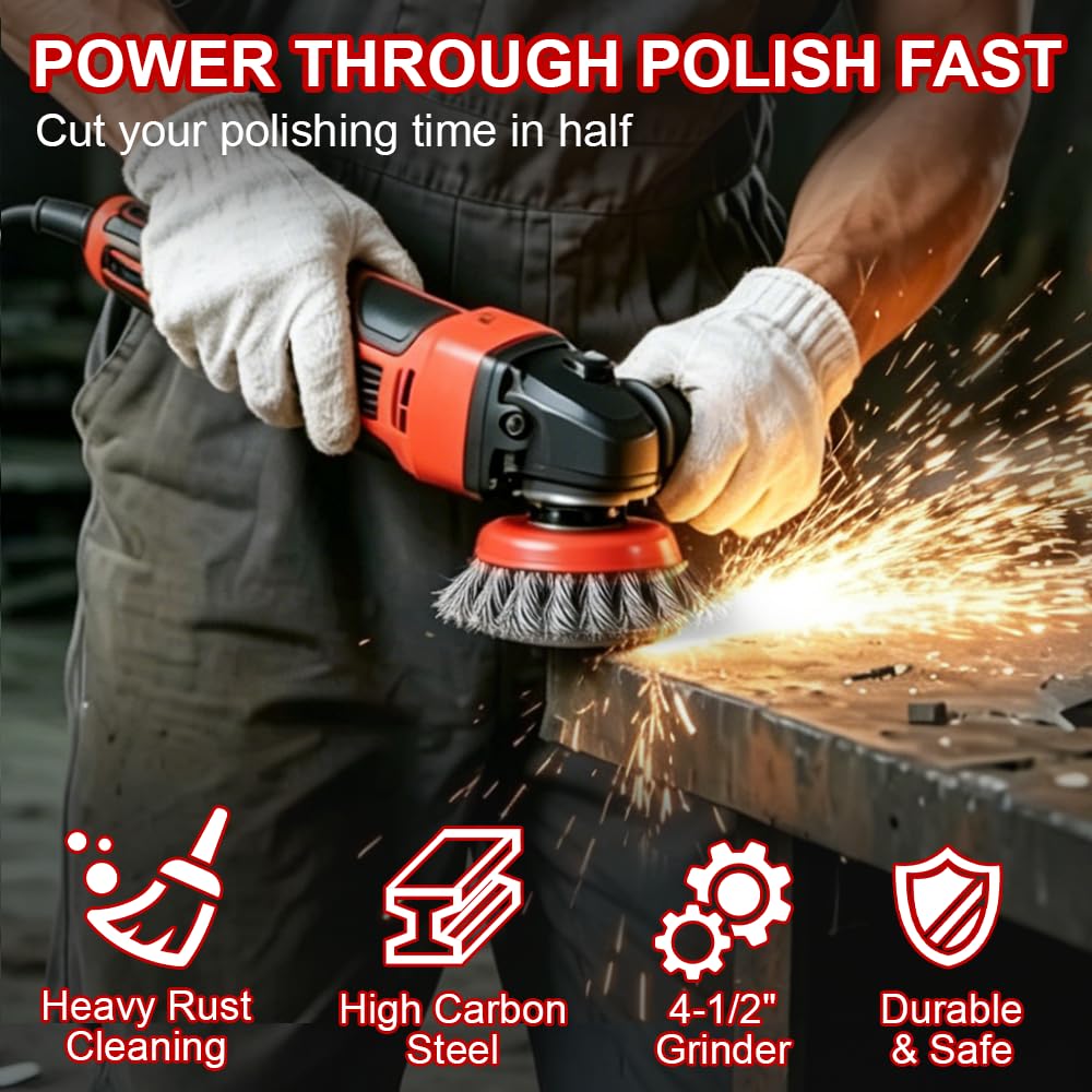 Wire Wheel Brushes for Angle Grinder - 7 Pack -4