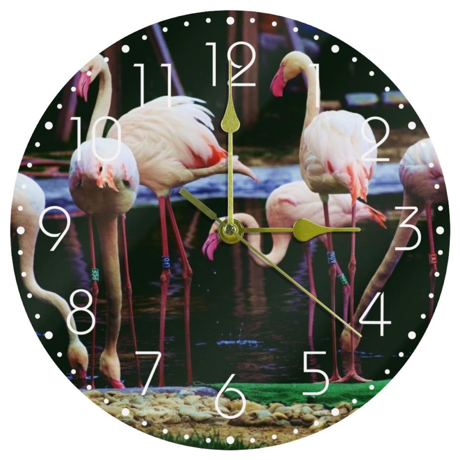 Horloge silencieuse sans tic-tac flamant rose pour mieux dormir
