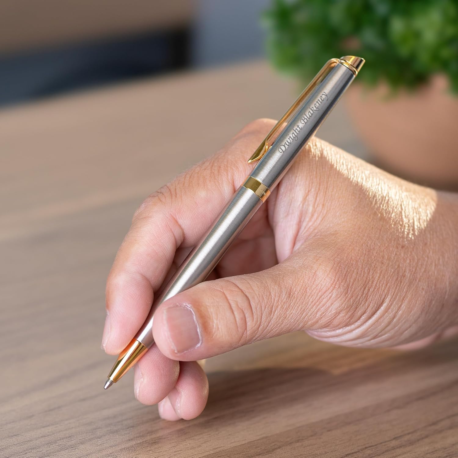 Waterman Hemisphere Ballpoint Pen, Stainless Steel with 23K Gold Trim, Custom Engraved — Retirement, Promotion, or Executive Gift