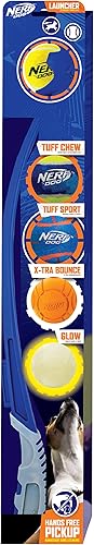 Nerf Lanzador de aire translúcido de 25 pulgadas, juego de regalo de juguete para perros con cinco bolas de 2.5 pulgadas, ligero, duradero y