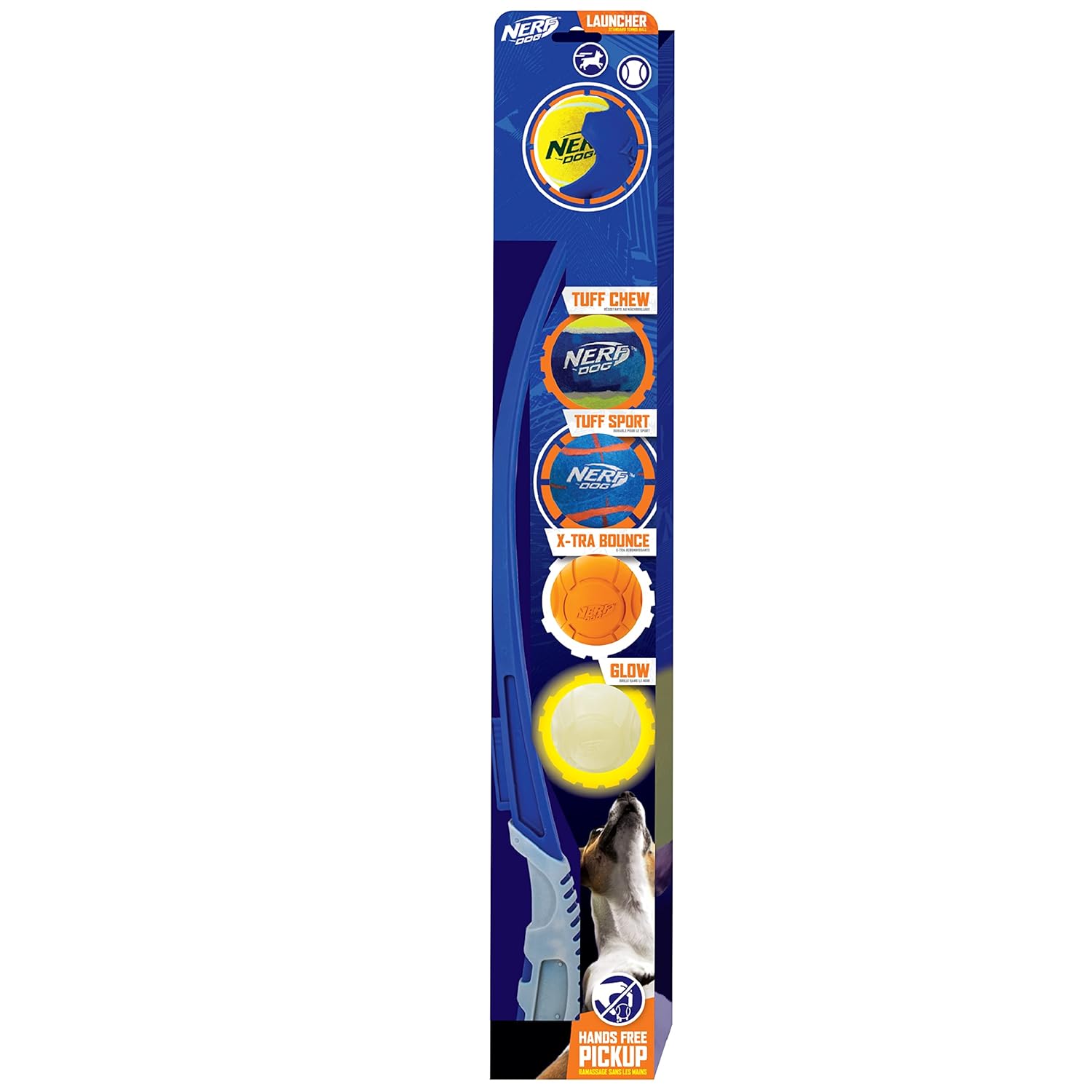 Nerf Dog 25in Translucent Air Strike Thrower Dog Toy Gift Set with Five 2 5in Balls Lightweight Durable