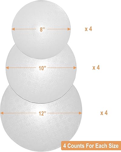 Miniatura 3 de BOARDS+ Tambor resistente para tartas de 8, 10 y 12 pulgadas (3 tamaños, 12 paquetes en total)  Rondas de pastel de 12 pulgadas de grosor a prueba