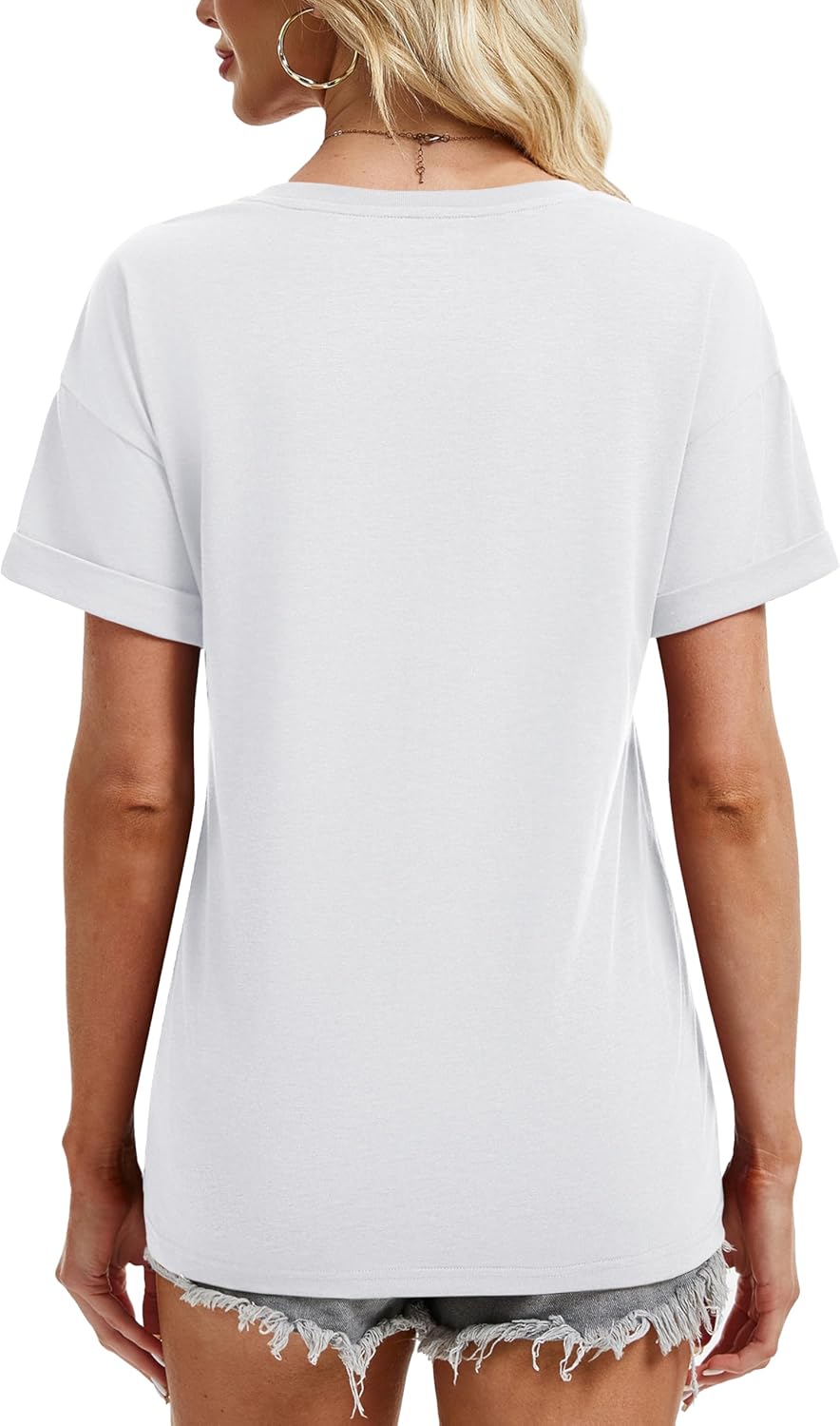 YUCOLEN Trendy T Shirts for Women Short Sleeve V Neck Casual Tops with Pocket Dressy Cotton Tee Summer Clothes 2026 - Image 6