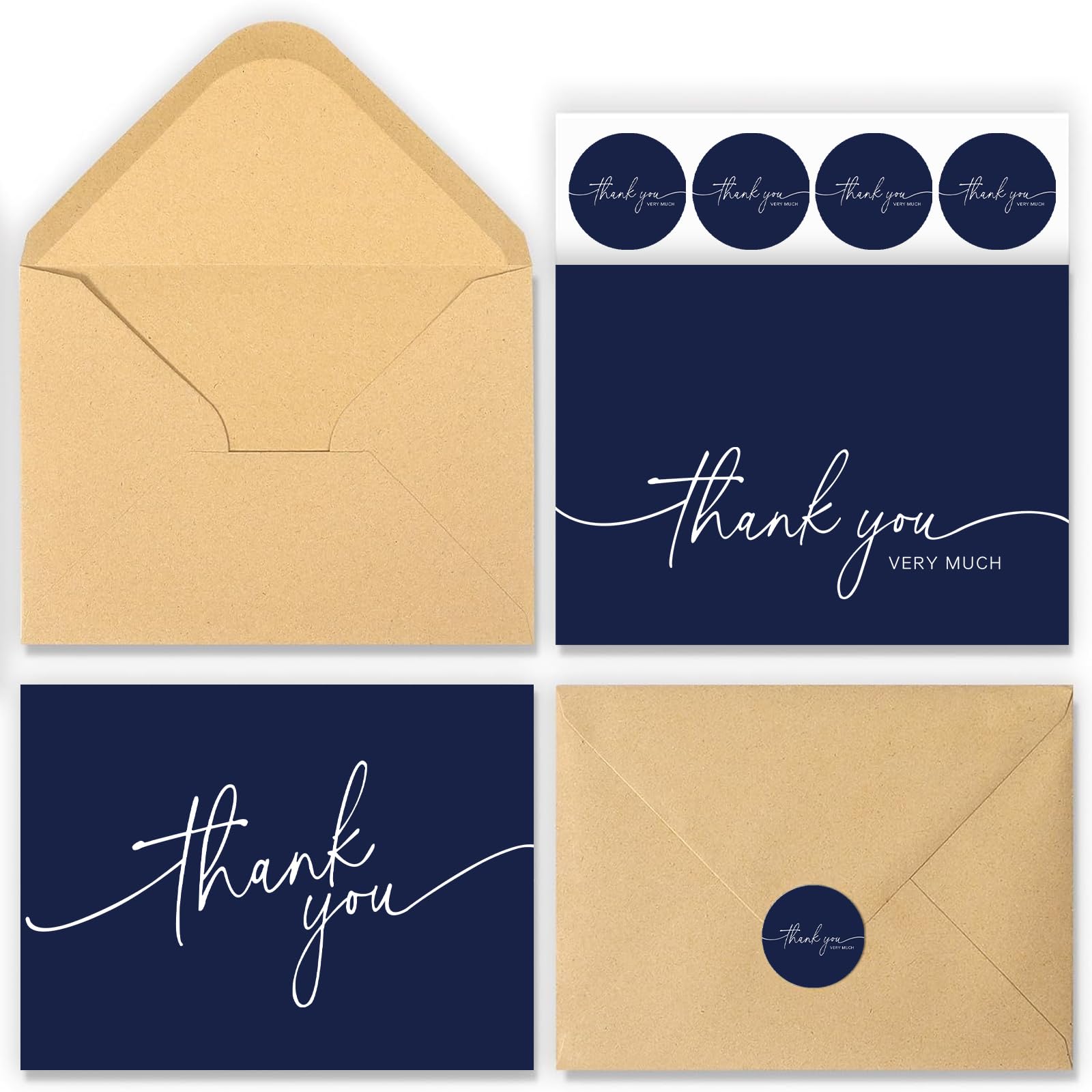32 Thank You Cards With Envelopes, Blank Thank You Notes Bulk Box Set- Note Card Small Business, Wedding, Baby Shower & Bridal Shower, 4" x 6" — image 1