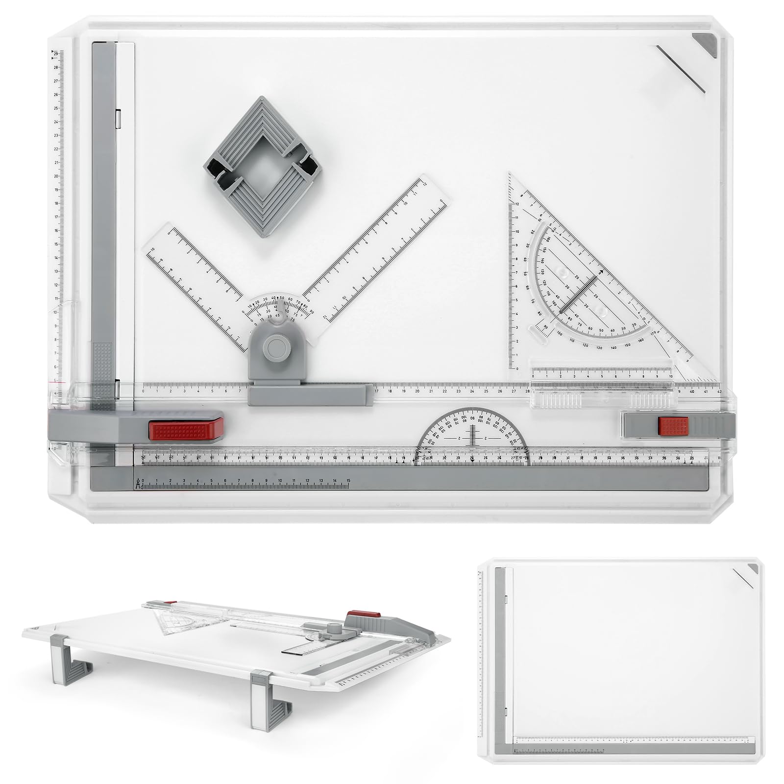 Himimi A3-Zeichenbrett, Zeichentisch, Multifunktionaler Zeichenbretttisch mit Klarem Lineal, Paralleler Bewegung und Winkelverstellbarem Messsystem für Ingenieure und Student