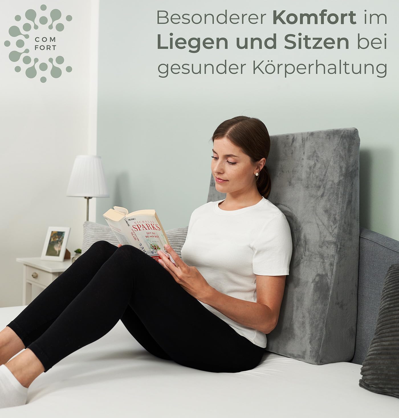 Keilkissen für Bett und Couch, Matratzenkeil, Reflux Kissen [mit 2 Liegezonen], Lesekissen zur Schlaferhöhung Rückenkissen als Bettkopfteil, Betterhöher, Rückenstützkissen, Beinkissen oder Venenkissen