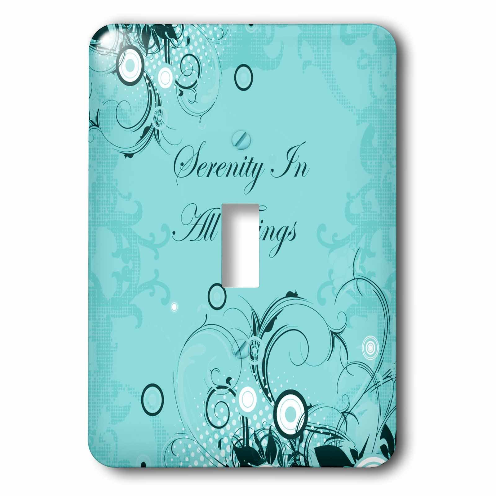 Interrupteur unique turquoise clair imprimé fleurs avec message de sérénité