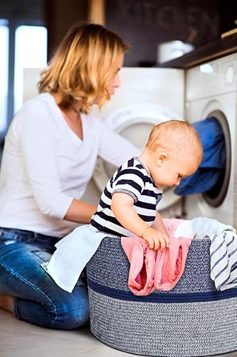 Miniatura 7 de R RUNKA Extra Large Storage Basket 22" x 14", Soft Woven Large Basket with Handles, Basket and Organizer for Laundry, Toys, Books and Baby Blankets