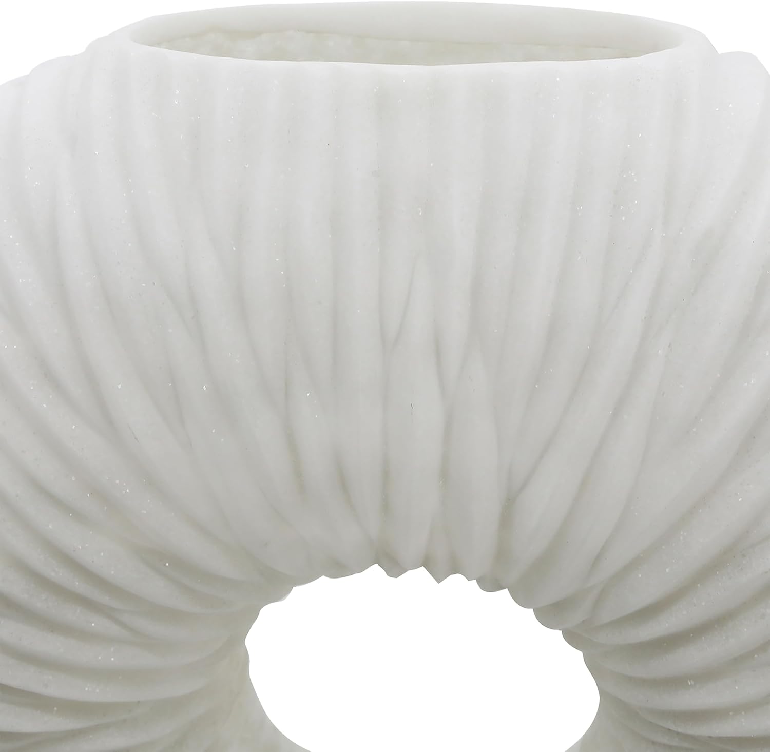 Elegant Circular Quartz Resin Vase for Living Room Decor - Sculptural Home Display Accent with Open Center Design - Minimalist Flower Vase for Room, Bedroom, House, Office, and Table - 21", White