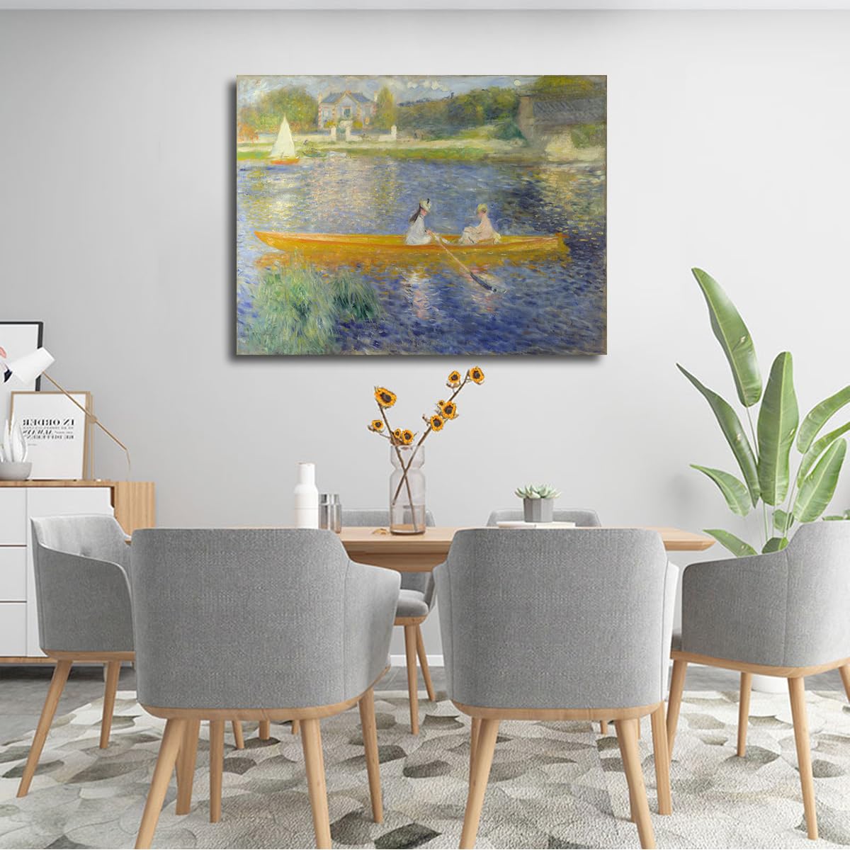 Renoir La Barca Lienzo Barco Amarillo Impresionista 85x100cm