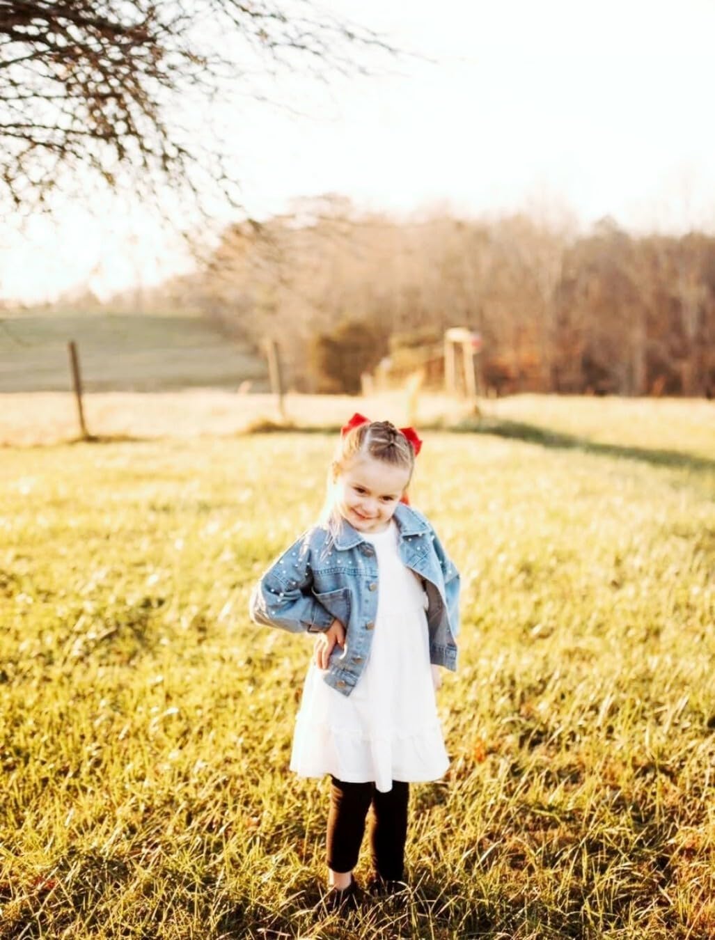 Girls' Classic Pearls Denim Jackets Kids Button Down Jeans Jacket Top Coat Outwear - Image 2