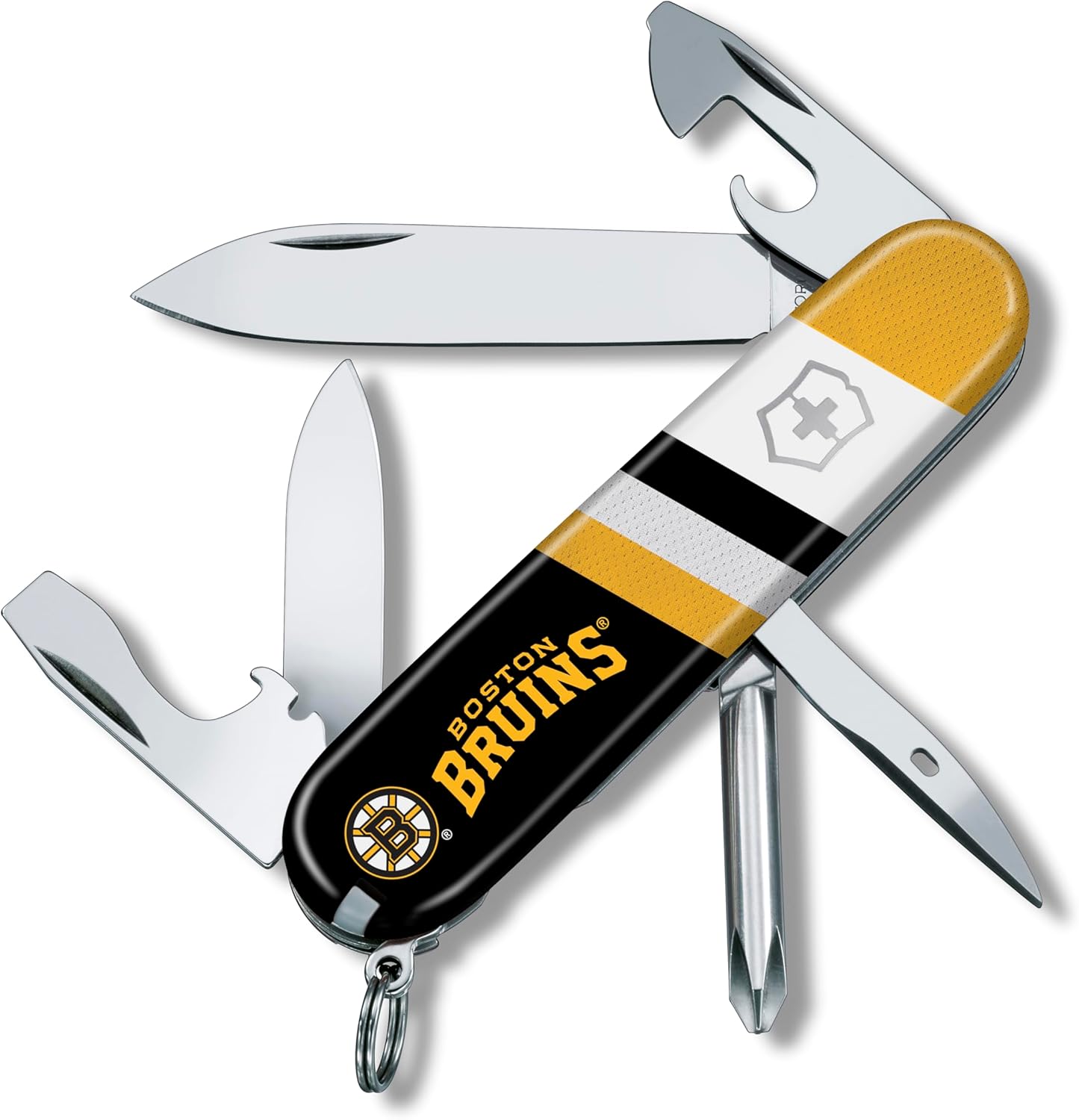 Victorinox Tinker Swiss Army Knife – Compact 12 Function Swiss Made Pocket Knife with Large Blade, Small Blade and Bottle Opener – Boston Bruins