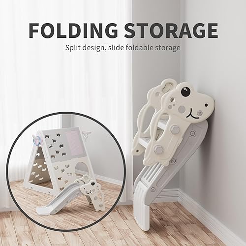 Miniatura 5 de UNICOO Juego de pirámide de escalada multifuncional 7 en 1 con tobogán, juego de escalada y deslizamiento para niños para el hogar, guardería Gris