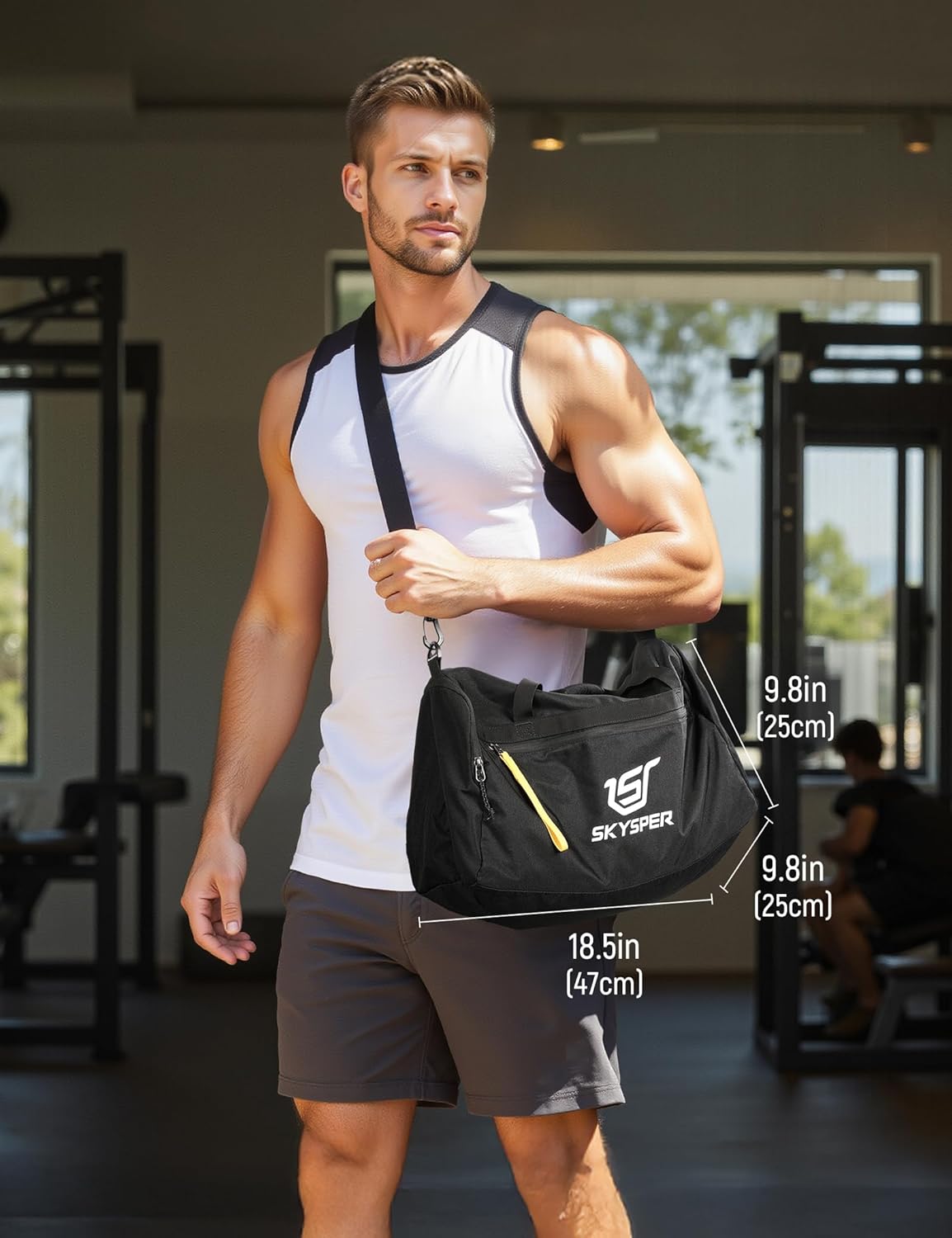 SKYSPER 30L Gym Duffel - Sports Bag Small with Wet Pocket for Sport, Travel, Fitness & Workout Men Women(Black) - Image 6