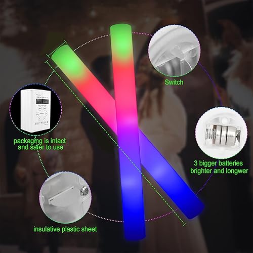 Miniatura 4 de LifBetter Varitas brillantes a granel 20 barras de espuma LED que brillan con tres modos de luz intermitente para fiesta para fiestas ravios
