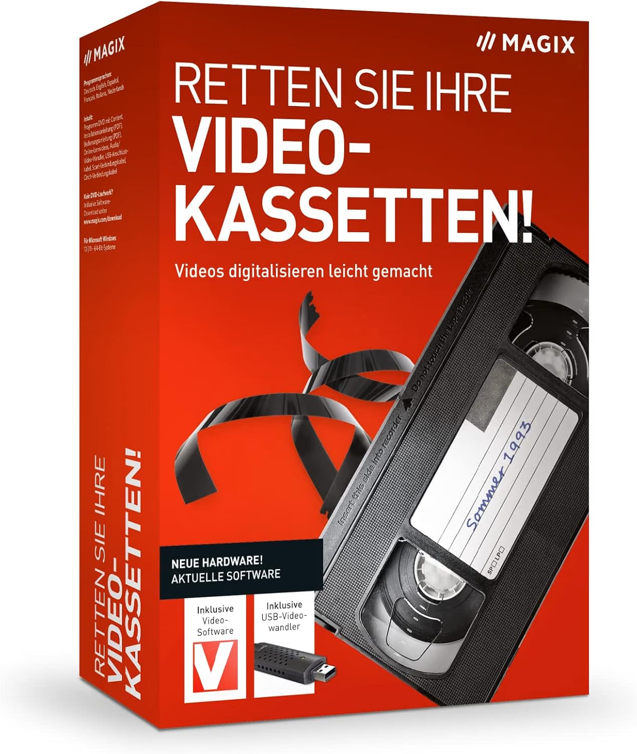 Videokassetten digitalisieren – MAGIX Retten Sie Ihre Videokassetten für PC, Videoschnittprogramm, Software für Windows 10/11 PC, USB-Videowandler, Farbkorrektur, Optimierungswerkzeuge, Titelanimation