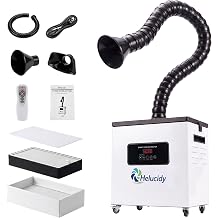 JJ-1001S Professional Fume Extractor, Display Control, 200W , Up to 247 CFM | Including 1*HEPA Filter, 1 *High-iodine Activated Carbon Filter, 12* Pre-Filters. 200W Power, LED Display Control
