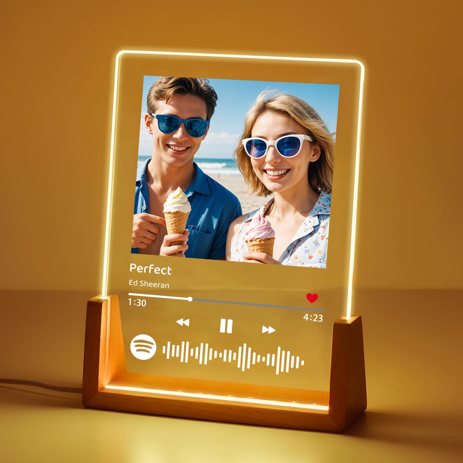 Bexoa Spotify Personalised Plaque - Custom Music Plaque Acrylic With Photo Personalised Photo Gifts For Her Valentine's Day Christmas Anniversary Birthday (Spotify)