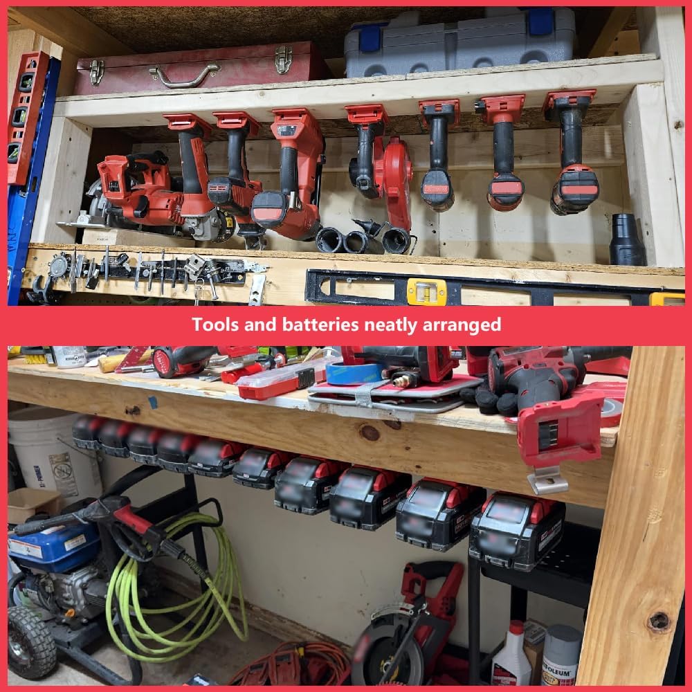 11pcs Tool Holders and 11pcs Battery Holders Compatible with M18 18V Battery Drill Tool with Screws