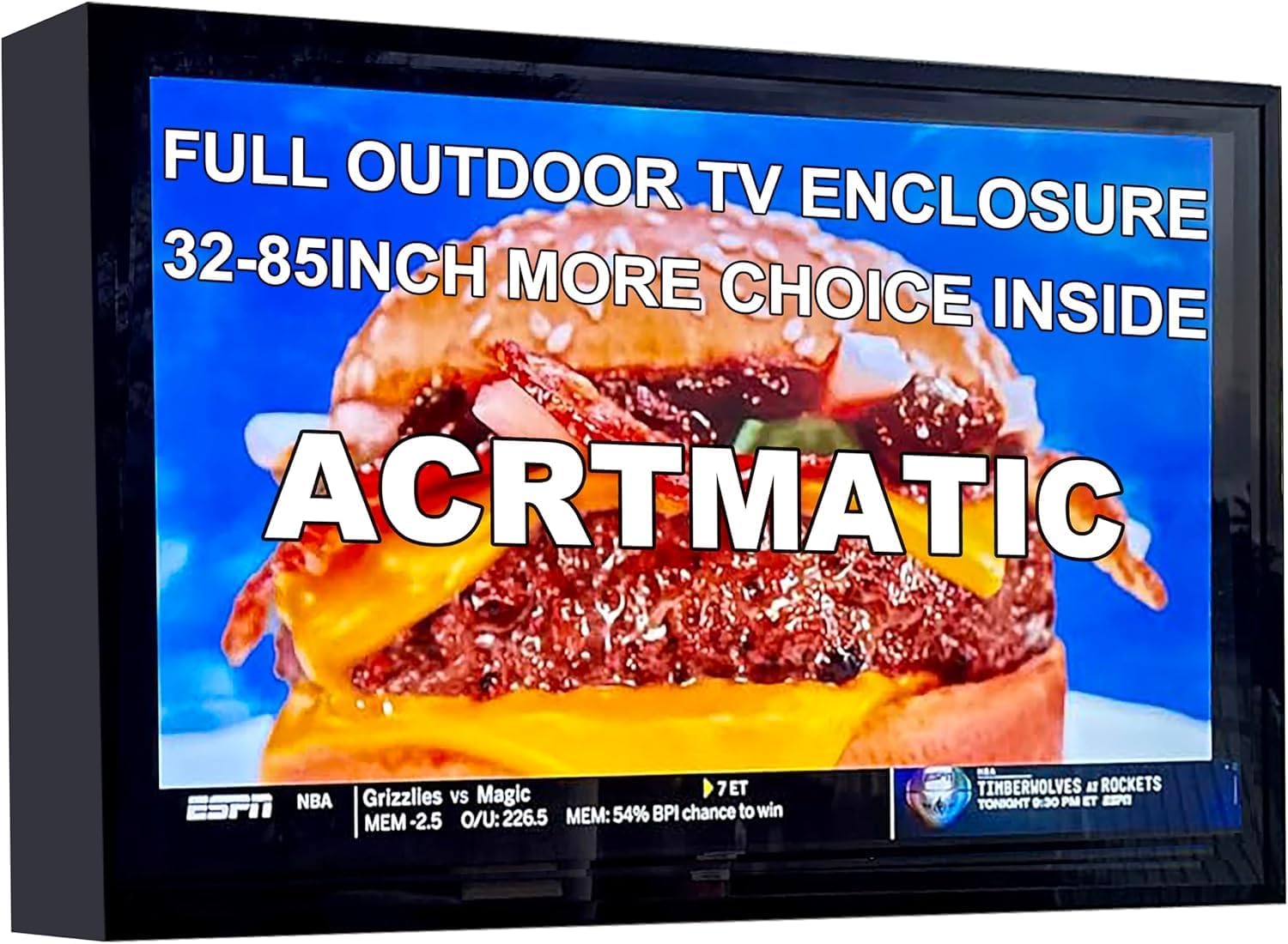 40-43inch Clear Outdoor TV Hard Cover with lock Weatherproof Protection for Television, Dust Resistant Television Enclosure for Outside, Full Motion TV Mount and Cooling Fans Included