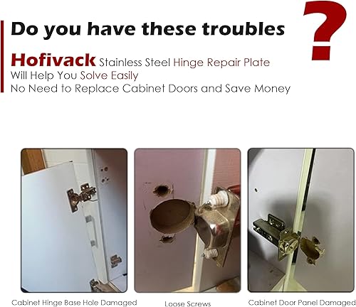 Miniatura 2 de 4 placas de reparación de bisagras, kit de soporte de placa de fijación de bisagra de gabinete de acero inoxidable cepillado con tornillo de montaje