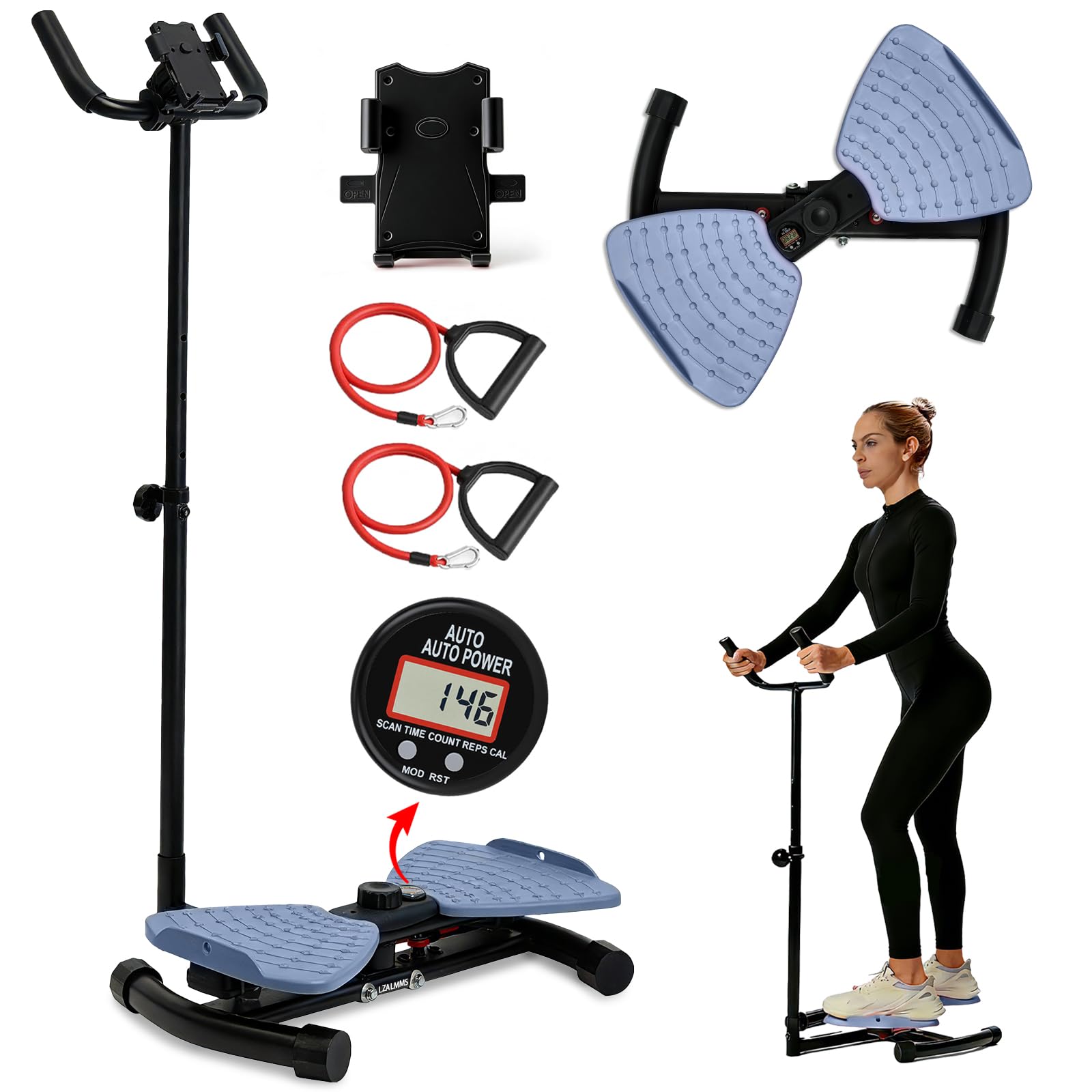 Waist Twister Machine Exercise with Handlebar, Ab Twister Board with Phone Holder, 330lbs Capacity, Workout for Slim Waist and Core Ab Exercise, Ultra-Quiet Home Gym Equipment for Women Men
