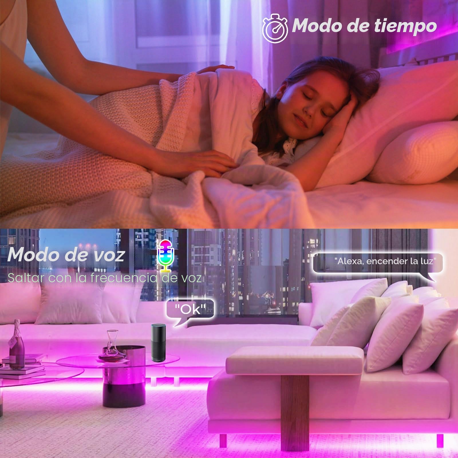 WIFI 5M COB RGB LED tira de luces de cadena 576 LED/M 2880 LED 24V regulable Luz LED deformable con mando a distancia, banda de luz funciona con Google Home Assistant/Alexa