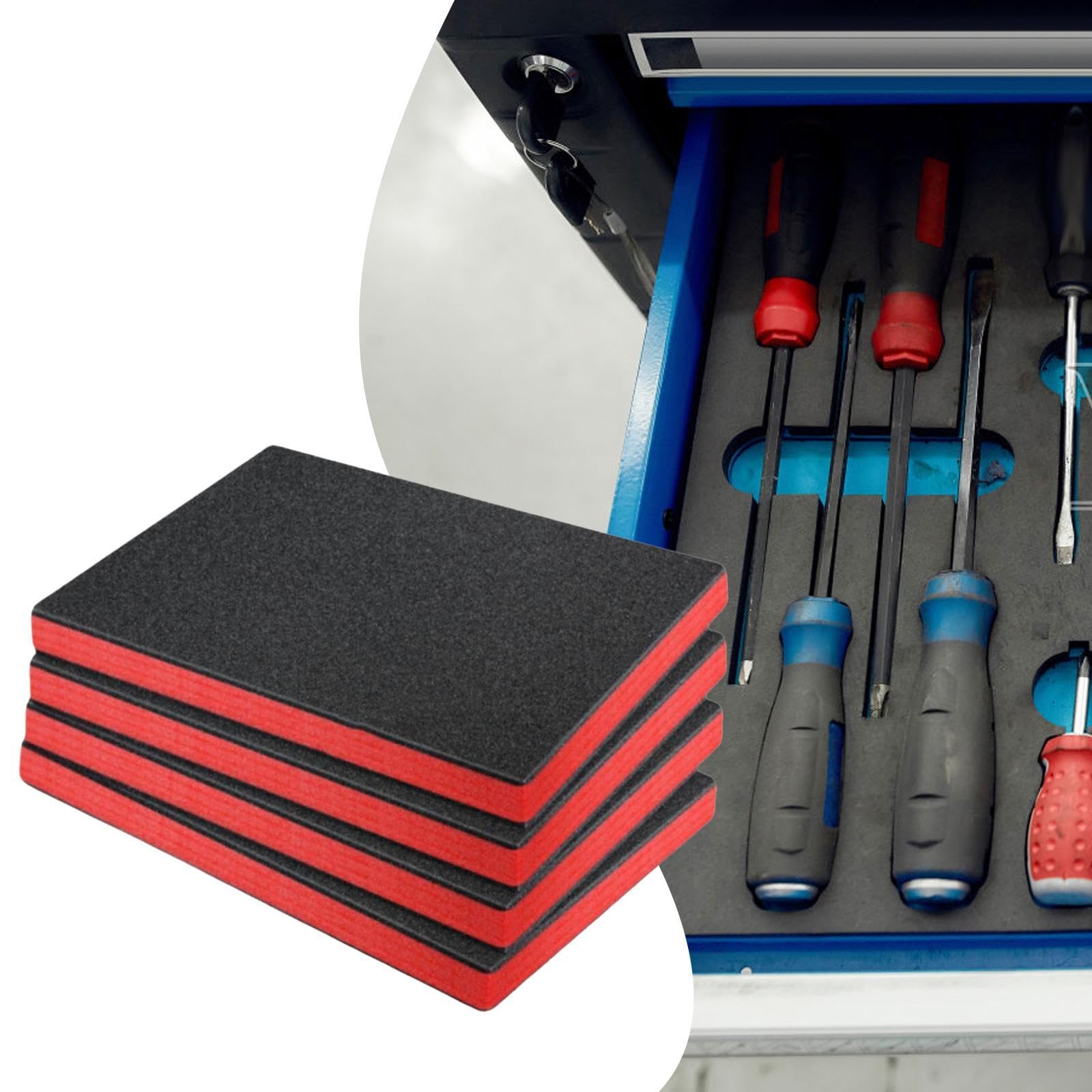 Caja de Herramientas de Espuma de 4 Piezas, Insertos de Espuma para Estuches, Cortable, Bricolaje Profesional, Organizador Kaizen, 60 Cm X 60 Cm X 3.8