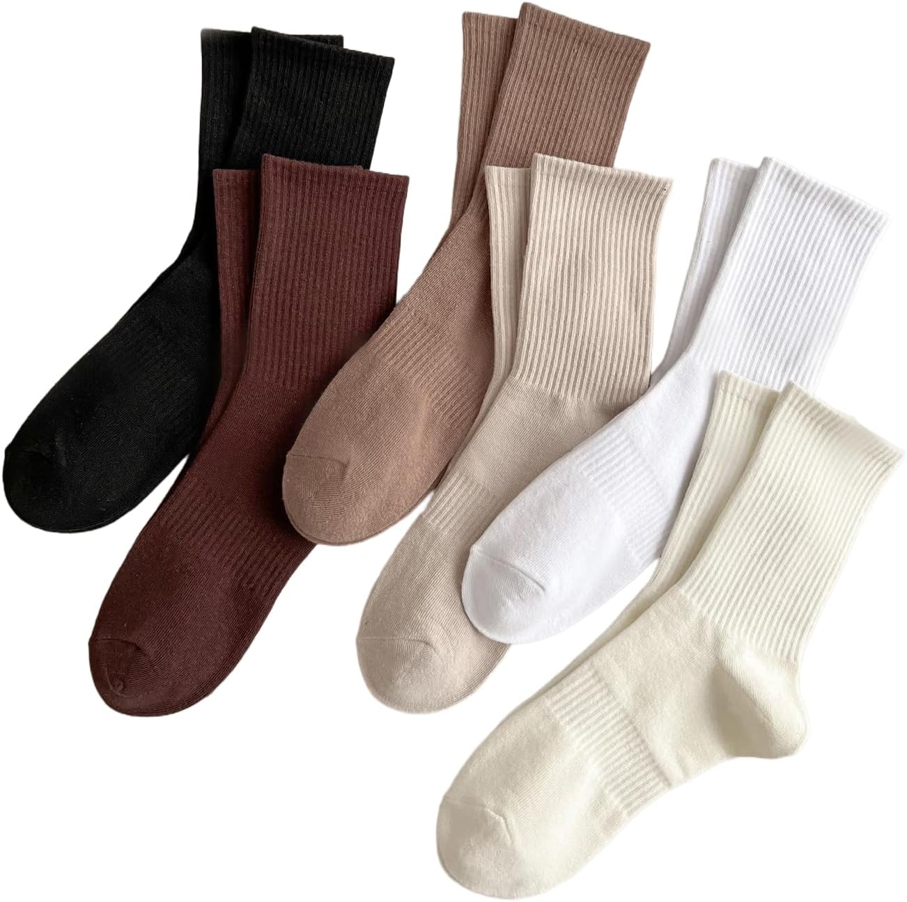 Weston Ink6 Pairs Men's Solid Crew Socks Casual Socks Crew Knit Socks