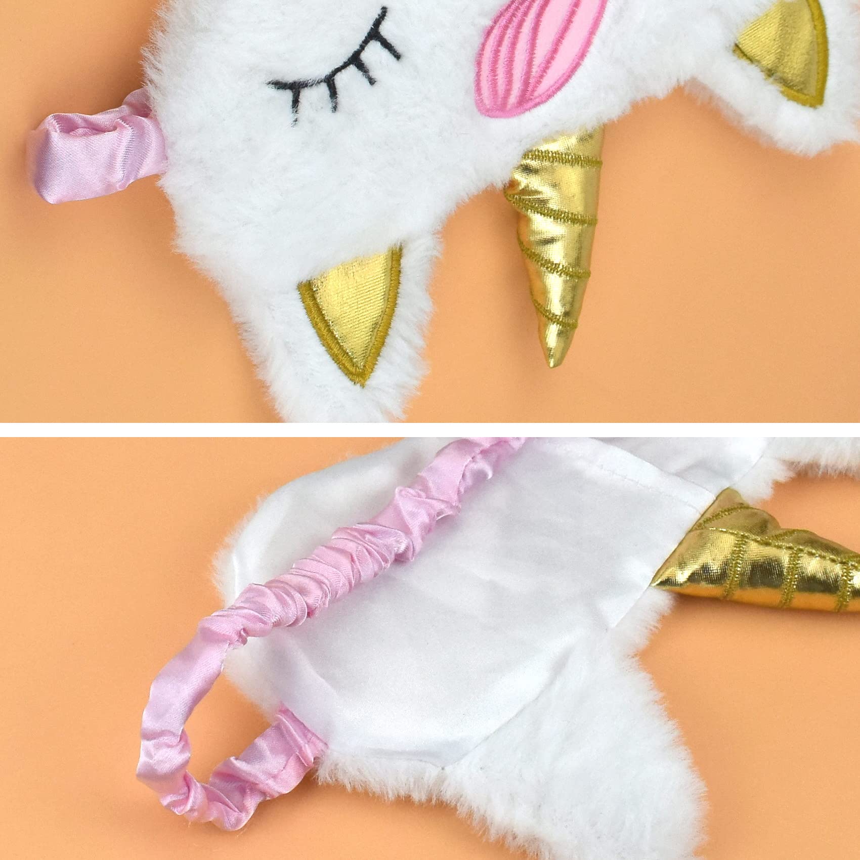 Lot de 4 masques de sommeil mignons en forme de licorne pour les yeux pour voyage, sieste, sommeil, pause déjeuner, fête, cache-yeux en peluche douce pour femmes et filles