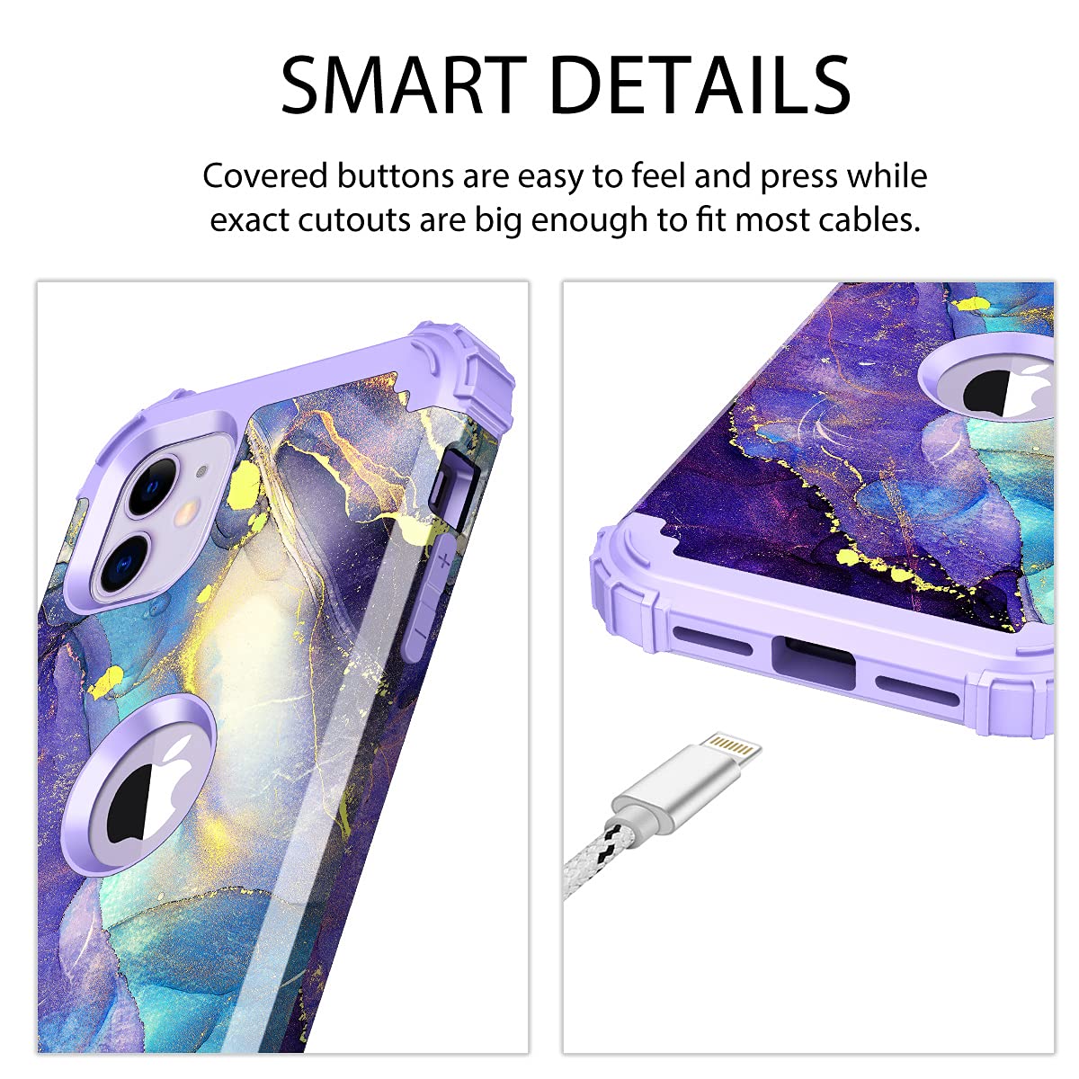 Rancase Funda para iPhone 11, Tres Capas de protección Resistente a los Golpes, Parachoques de plástico Duro + Funda Protectora de Goma de Silicona Suave para Apple iPhone 11 de 6.1 Pulgadas, Color
