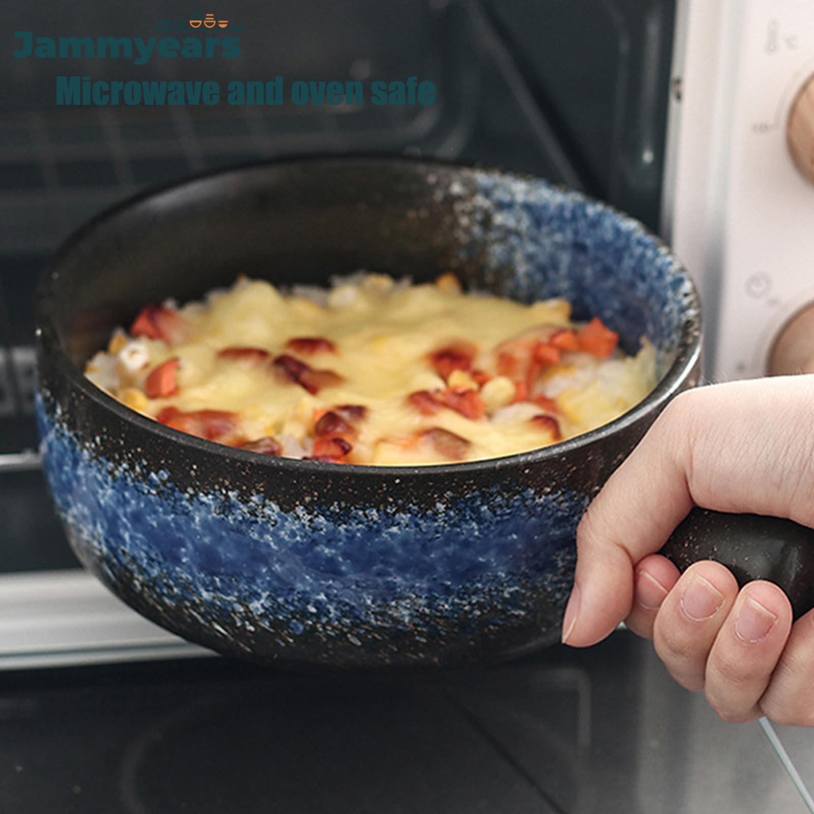 Ceramiczna miska do zupy z uchwytami, kubek do zupy 600 ml, nadaje się do kuchenki mikrofalowej i zmywarki, do zupy cebulowej i innych, idealna do użytku domowego i restauracyjnego