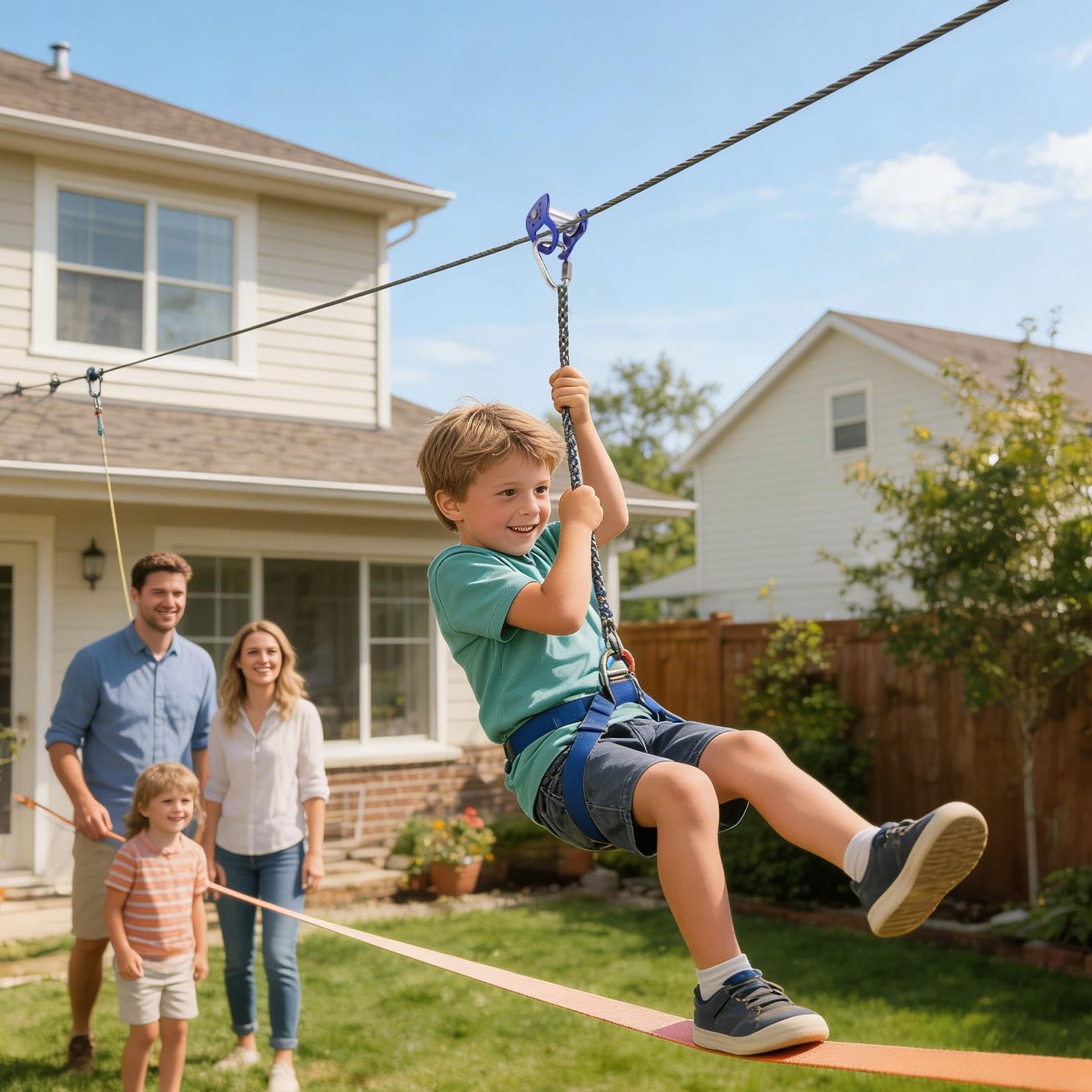 Puleggia Zip Line per Carichi Pesanti a Installazione Rapida – Kit Dispositivo di Scorrimento per Carrello Outdoor