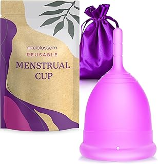 EcoBlossom Menstrual Cup Kit - Tampon, Pad, and Disc Alternative Product - Wear for 12 Hours - Reusable Period Cup/Copa Designed with Soft Flexible Medical-Grade Silicone (Small Cup)