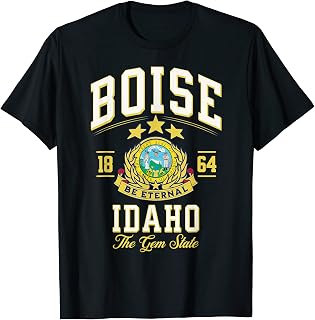 Boise ID EST 1864 Love Idaho Flag USA Varsity Style T-Shirt