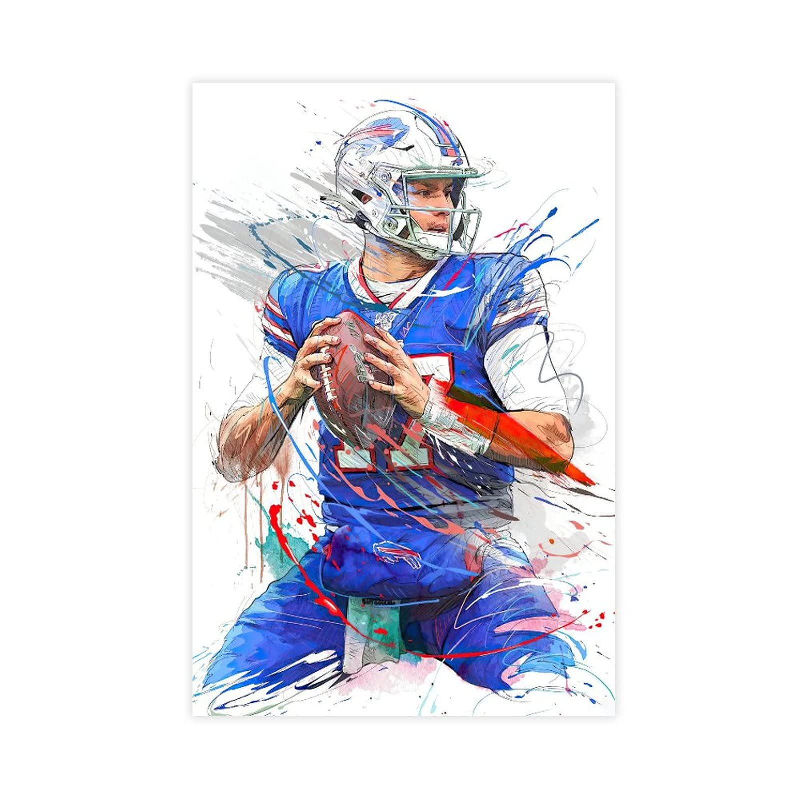 Sports Star Poster Josh Allen Canvas Poster Bedroom Decor Landscape Prep Room Decor Gift Unframe:12x18inch(30x45cm)