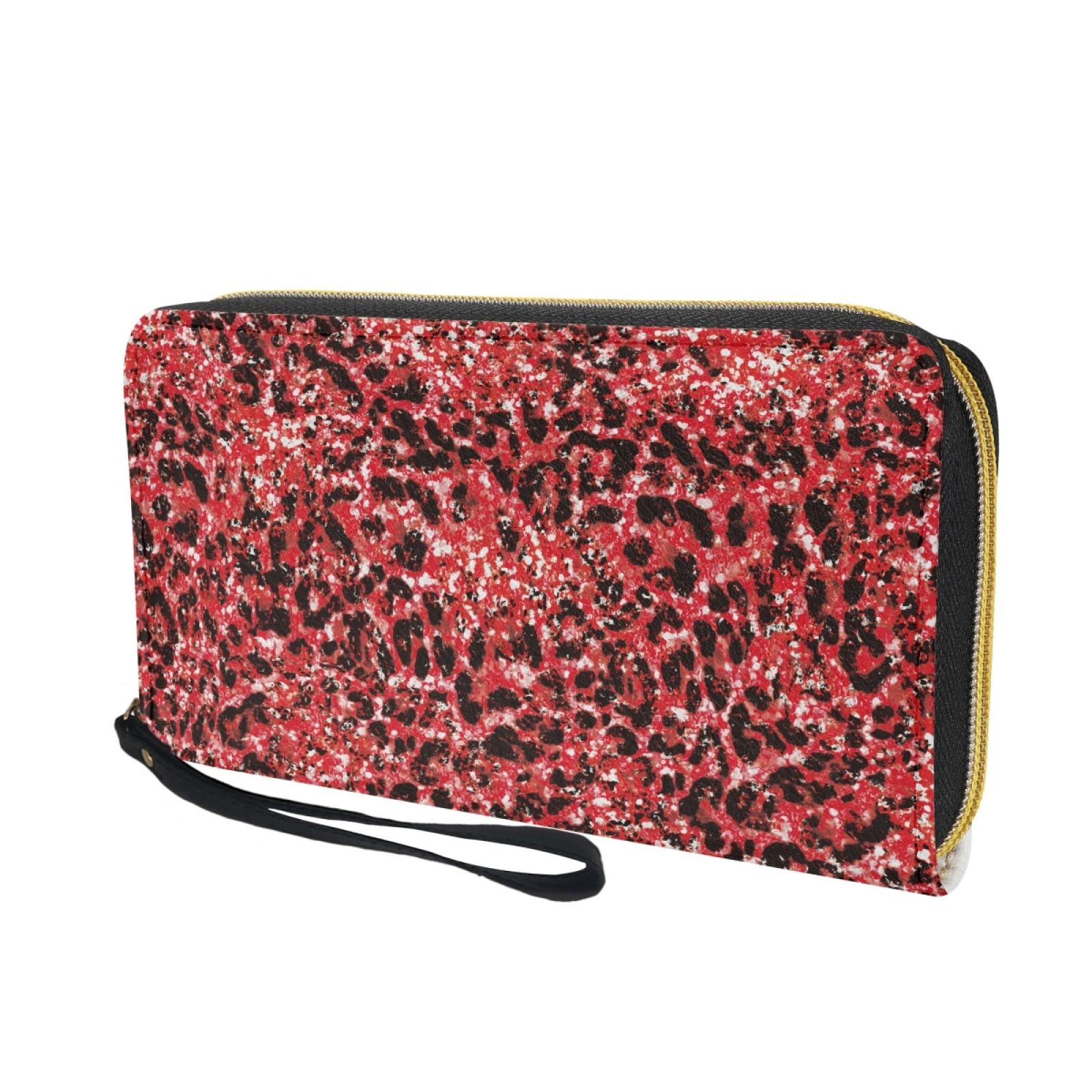 Portafoglio Donna Portamonete Porta Carte di Credito Donna Uomo Wallet | Portafogli con Zip e Cinturino da Polso Leggero Durabile Portatile,Impermeabile Cuoio,Rosso Astratto 11x20cm/3 Unità