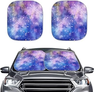 Windshield Sun Shade 2 Piece Car Sun Shade Windshield Accessories for Most Sedan SUV-Blue-Purple Space