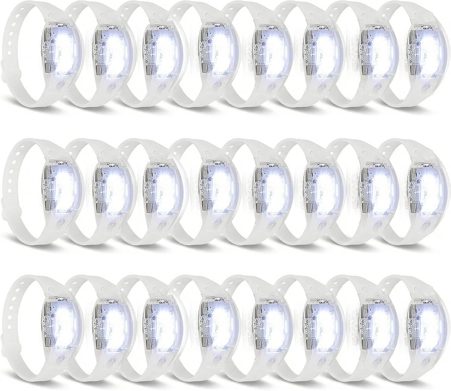24 Pcs LED Bracelets Sound Activated Light Up Bracelets, Flashing LED Strobe Music Control Light Up Bracelets with Adjustable Buckle for Wedding, Carnival, Concerts, Night Events, Rave, Game, Party Favor