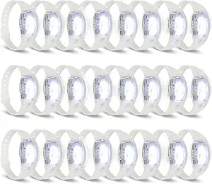 24 Pcs Sound Activated LED Light Up Bracelets for Kids, Flashing Glow Wristbands with Adjustable Fit